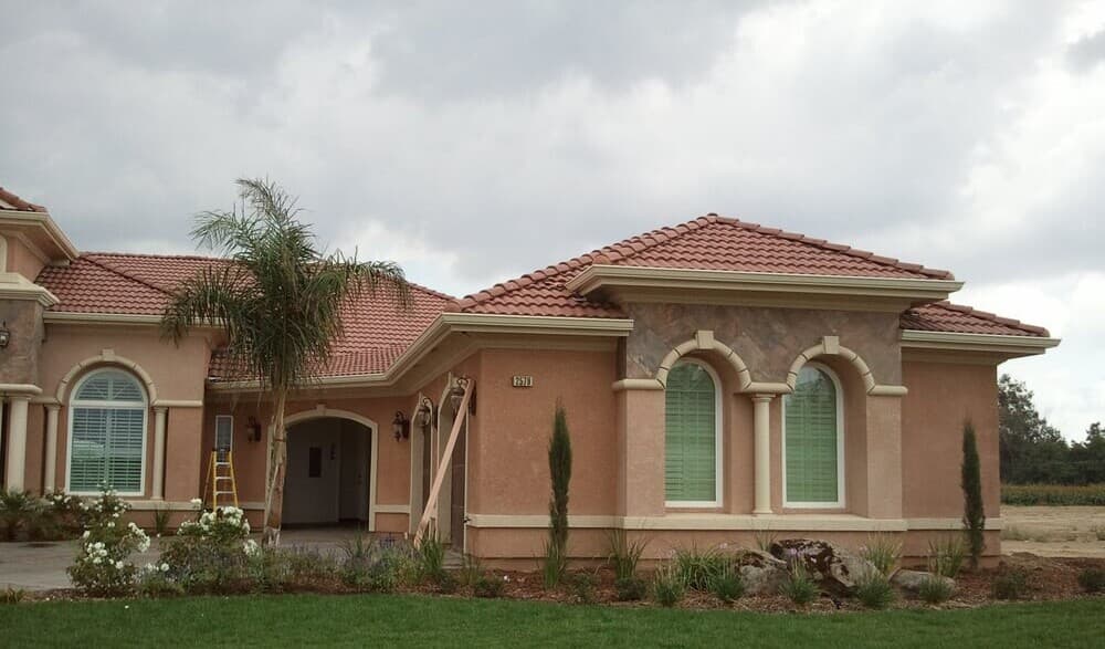 Roofing project photographed from the street