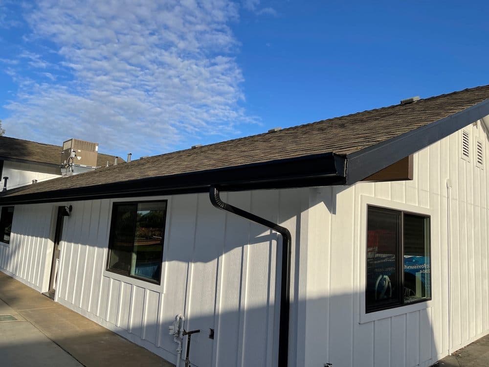 Metal roofing on a commercial building